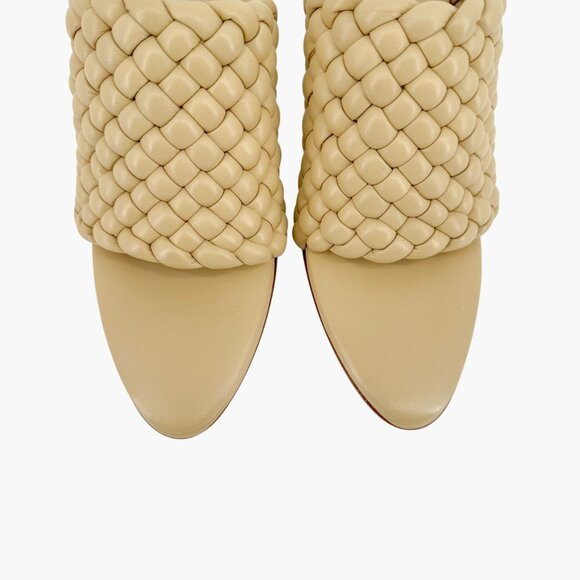Bottega Veneta Curve Mule Sandals EU 40 US 10 Beige Woven Leather High Heel - Picture 5 of 13